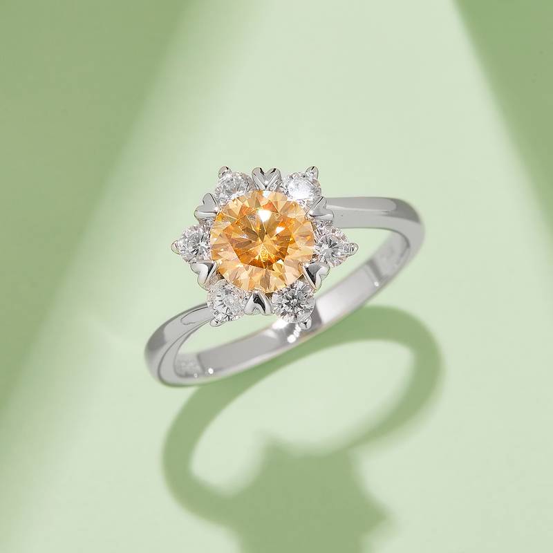 星辰花S925银镀白金MoissaniteWomen's Ring1ctD级